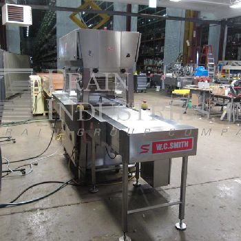 Savage/ WC Smith #16, chocolate enrober, 16" wide x 48 long neoprene product infeed conveyor, PLC touch screen controls