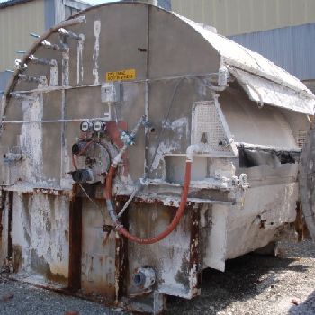 250 sq.ft.Komline Sanderson, rotary vacuum filter,Stainless Steel,8â€™ diameter x 10â€™ long drum,rake agitator,3 HP,#31373 (2 available)