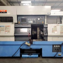 Mazak # DUAL-TURN-20, Токарный станок с ЧПУ, 12,6 "sw, 2 бар, 5000 об / мин, Mazatrol 640 control., Транспортер стружки, 2001