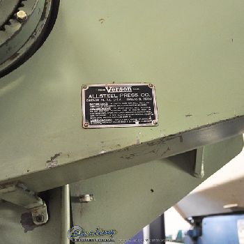 65 Ton,Verson#208-65, mechanical, 10â€™ OA, electric foot pedal, Protech Eagle eye light curtains, used, #A4236