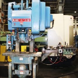 60 Ton,Bliss#C-60, OBI press,5" str,3 adj,13-1/4 SH,45 SPM,52 x 21 bed area,A/C,’84