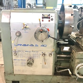 40" x 20’Lansing#G, engine lathe,30 SOCS,in/mm threading,4-jaw 28 chuck,30 HP,1975