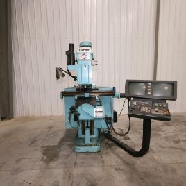 Hurco # KM-3, molino vertical de rodilla CNC, mesa de 11-3 / 4 "x 42, 3 HP, control Hurco Ultimax, # 30 tpr