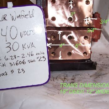 TRANSFORMER,Taylor-Winfieldmachine type welder transformer, 30 KVA, 440/460/480 V., 1 phase, #23