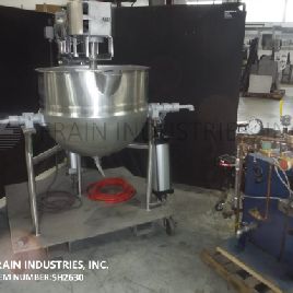 Lea # 50CHD9MT de 50 galones, hervidor de doble movimiento con camisa de acero inoxidable 316, 30 "de diámetro x 22 de profundidad, 100 psi, agitación de rascado de montaje inclinable