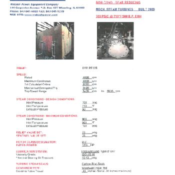 1224 HP Elliot #DYR PE IVB, non cond.,700 psig @ 719°F, 50 BP Exhaust, 1224 HP, 2009