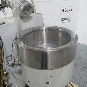 BuchiRotaVap #R-175EX1, heat bath, main lass flask, 1 sq.meter glass coil cond. 250 watt heater, 440 V. w/controls, #46322