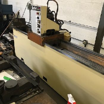 8.9" x 122Gockel#G50-ELT, knife grinder,(3) 6 x 38 tilting magnetic chucks,clnt,1991