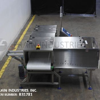 Loma#CW3, inline, heavy weight checkweigher with ram reject roller track section, with ram roller eject system