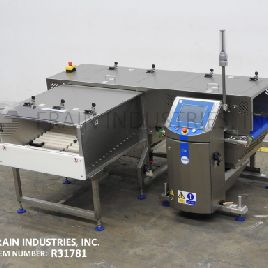 Loma#CW3, inline, heavy weight checkweigher with ram reject roller track section, with ram roller eject system