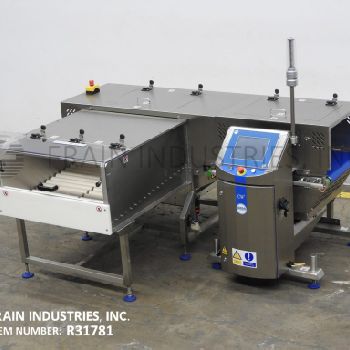 Loma#CW3, inline, heavy weight checkweigher with ram reject roller track section, with ram roller eject system