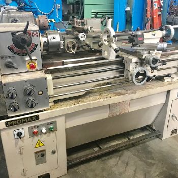 13" x 38Promax#LE-1338, engine lathe, 8 SOCS, in/mm, 3 &amp; 4-jaw chuck, S/R, 1999