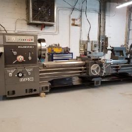 32" x 118Kuraki#LC-12/30, hollow spindle lathe,(2) 4-jaw 24 chucks,in/mm,refurb.’18