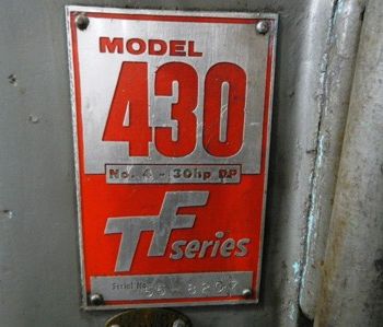 Kearney &amp; Trecker#430, 80" x 17 table,30 HP,42 X travel,1500 RPM,overarm support,#9617