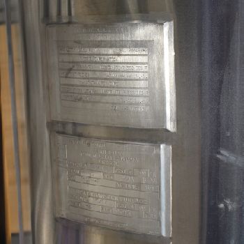 105 gal.MuellerReactor, 316L Stainless Steel, 45/150 psi, removeable hinged dish top, dish bottom, jacketed for 150 psi, 2001, #2801-1