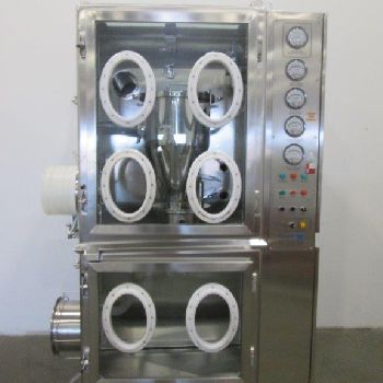 Howorth, discharge Isolator,Stainless Steel,single side w/4-glove top sect,2-glove bottom sect,30-60-120 KG Mettler scale,2006,#46001
