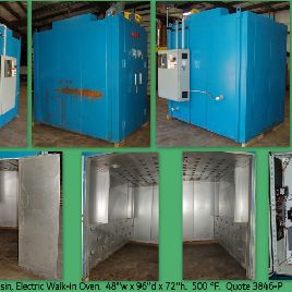 48" W x 72 H x 96 DWisconsin, electric, 500 F, digital control, chart recorder, solvent rated