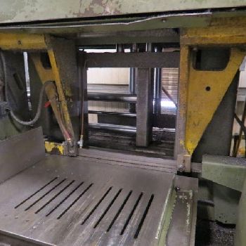 26" x 26Hyd-Mech#H-26A, bandsaw,40-300 FPM,10 HP,32 wheel diameter,25â€™ x 2 x .063 blade,Mitsubishi CNC control,PLC 100,1997