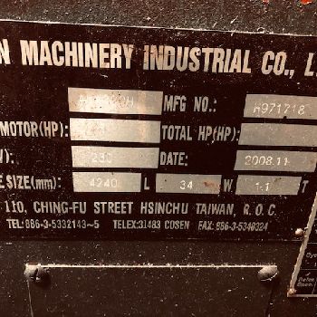 15"Cosen#AH-320A, auto horizontal bandsaw,12.5 round,15 rect,5HP,excellent,2008