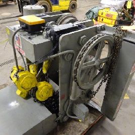 24 Ton,Chester#ELG-2400S, elec. chain hoist, 13’ lift, swivel hook, manual trolley