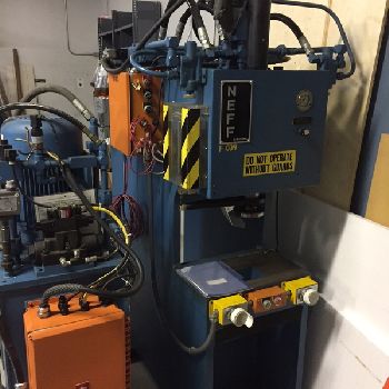 25 Ton,Neff, C-frame down acting hydraulic press, 6" str, 12 DL, 8 thr, open back frame, 1988, #7227