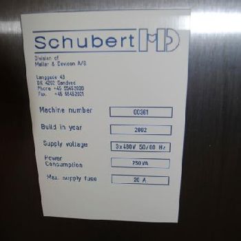 Schubert #MD, Stainless Steel stopper wash basin on Stainless Steel cart w/controls, 480 V., 2002, #45344