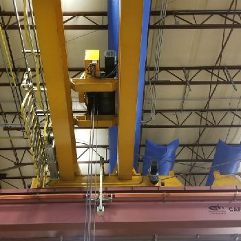 17 Ton,Kone, 57’4" span, 28’ lift, radio, VFD bridge/trolley, 1998, #1973