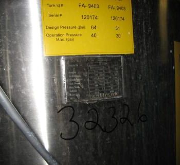 52.83 gal.Packo, 200 liter receiver, Stainless Steel, non-jacketed, flat bolt-on top, dish bottom, 40" diameter x 31 straight side, #32326