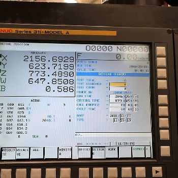 5.12" Doosan #DBC-130L, 157 X,98 Y,Fanuc 31i,40 ATC,63 x 70 B-Axis table,CTS,â€™12,#29372