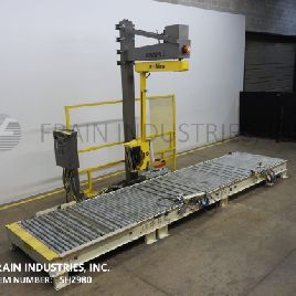 Mima#COBRA-XL, automatic, overhead spiral style stretch wrapper, 10-35 loads per hour, 57" W x 262 L roller conveyor