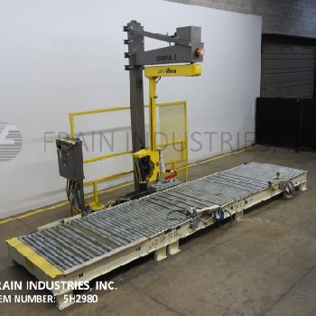 Mima#COBRA-XL, automatic, overhead spiral style stretch wrapper, 10-35 loads per hour, 57" W x 262 L roller conveyor