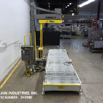 Mima#COBRA-XL, automatic, overhead spiral style stretch wrapper, 10-35 loads per hour, 57" W x 262 L roller conveyor