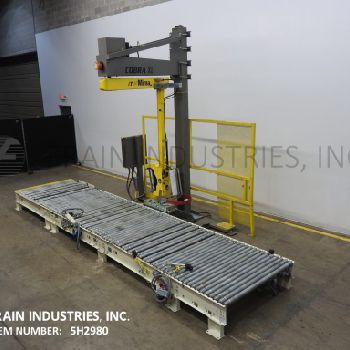 Mima#COBRA-XL, automatic, overhead spiral style stretch wrapper, 10-35 loads per hour, 57" W x 262 L roller conveyor