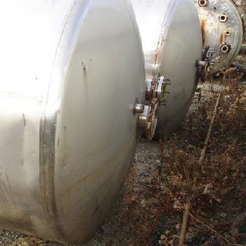 1500 gal.Mueller, 304 Stainless Steel kettle,66" diameter x 95 straight side,open top,dish bottom,jacketed 100 psi @ 400°F,NB #2633,#17957