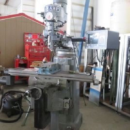 Sharp#LMV, miller,ProtoTrack CNC control,9" x 49 table,vari-speed,tooling,collets R-8