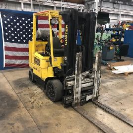 5500 lb.Hyster#S80XM-BCS, 48" forks, 176 lift, cascade sgl-dbl pallet handler, #10747