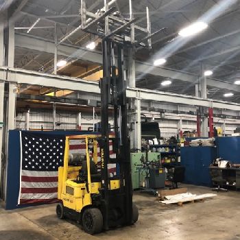 5500 lb.Hyster#S80XM-BCS, 48" forks, 176 lift, cascade sgl-dbl pallet handler, #10747