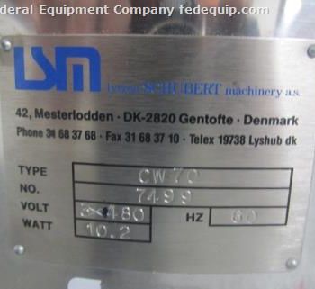Lytzen Schubert #CW70, stopper washer, Stainless Steel, electrically heated, 10.2 watts, 480 V., serial #7499, #50030