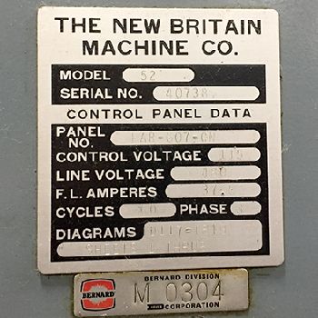 1-1/4" No. 52,New Britain,6 spindle,6 slides,pickoff att,threading,univ conv,â€™87,#40738