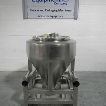 21 cu.ft.,LB Bohle#MCL600S, Stainless Steel bin,600 liter,44" x 10 straight side,32 cone bottom,32 top open,butterfly valve,#42446 (3 available)