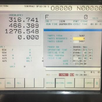 Toyoda#FA-800, 60 ATC, 53.1" X,45.2 Y,45.2 Z, 6k RPM, #50, 40 HP, Fanuc 16i-MB,â€™03