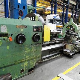 63" x 157Poreba#TCG160/4M, 1600mm swing, 1290mm o/cs., 4-Jaw chuck, 100 HP