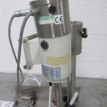 500/250 MLHELUK Auto.Borosllicate glass jacketed 4" diameter x 5 straight side,dish top/bottom,hemi-bottom,agit.dr,2004,#50036