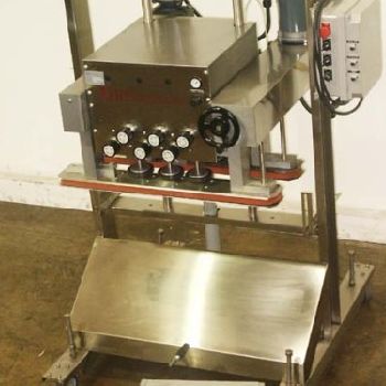 Kiss#VACT06DG, 3-station semi-automatic capper (torquer) 3 sets of spindle style tightener wheels, 60-150 cpm