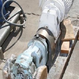 100 GPM,Waukesha#125T, rotary lobe pump, Stainless Steel, 3" inlet/outlet, on base w/10 HP motor, #35699