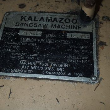 8" x 12Kalamazoo#AH9AWV, semi-automatic horizontal bans saw,9 rounds,2 HP,#71625