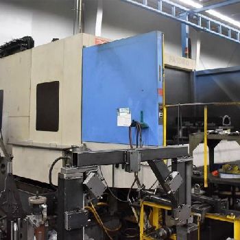 Toyoda#FA-1050, HMC,60 ATC,62.9" X,55.1 Y,45.2 Z,6k RPM,Fanuc 16iM,chip conv,2001