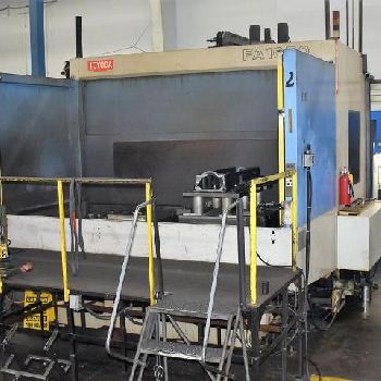 Toyoda#FA-1050, HMC,60 ATC,62.9" X,55.1 Y,45.2 Z,6k RPM,Fanuc 16iM,chip conv,2001