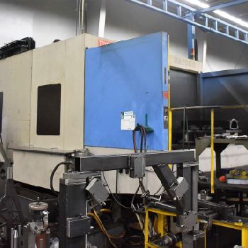 Toyoda#FA-1050, HMC,60 ATC,62.9" X,55.1 Y,45.2 Z,6k RPM,Fanuc 16iM,chip conv,2001