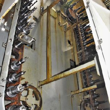 Toyoda#FA-1050, HMC,60 ATC,62.9" X,55.1 Y,45.2 Z,6k RPM,Fanuc 16iM,chip conv,2001